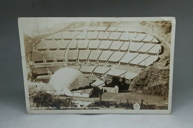 Hollywood Bowl RPPC pre 1947 Cancelled Los Angeles California 1c Stamp