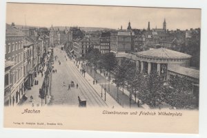 P2545, old postcard germany Aachen street view with people traffic etc, unused