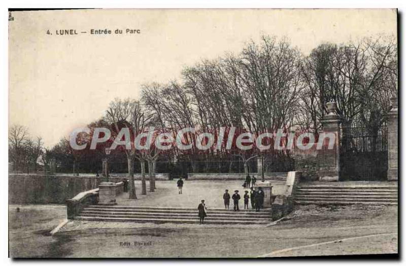 Old Postcard Lunel Entree Du Parc