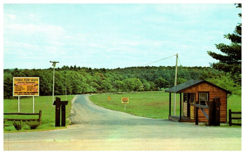 Postcard Chrome Thomas Point Beach off Route 1 Cooks Corner Brunswick Maine