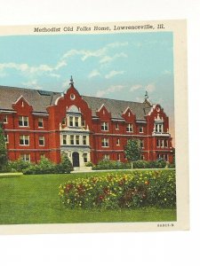 Postcard Illinois Lawrenceville Methodist Old Folks Home Linen Unposted