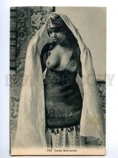 173807 Young Moorish semi-nude girl belly dancer Vintage