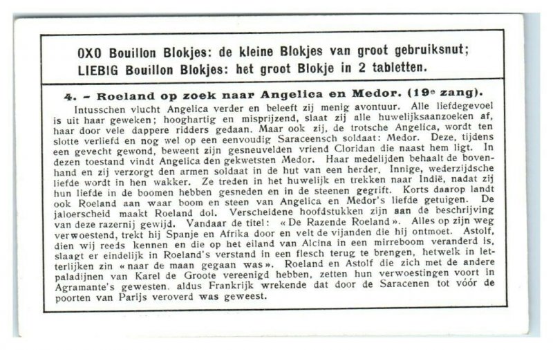 Roland looks for Angelica, Medor, Raging Roland Liebig Belgian Trade Card *VT32S