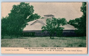 Clay Center Kansas Postcard Big Chautauqua Exterior View Building 1905 Unposted