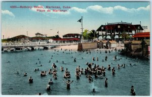 c1910s Marianao, Cuba Bathing Beach Swimming Litho Photo Postcard Playa Kids A43