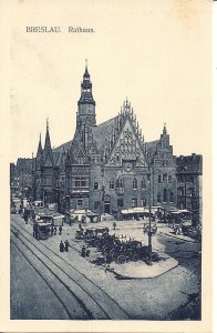 Wroclaw Poland, Breslau Germany 1910's, Rathaus, Silesia, Horse & Wagon