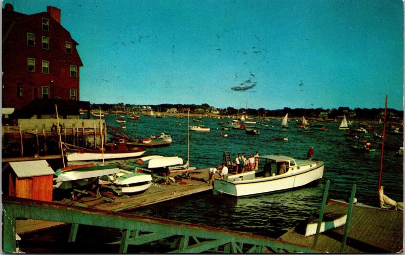 Harbor Scene Marblehead Massachusetts MA Postcard PM Cancel WOB Note Tichnor VTG 