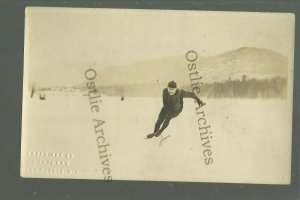 Lake Placid NEW YORK RPPC c1920 SPEED SKATING Skate OLYMPIC CHAMPION Jewtraw