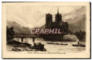 Old Postcard Notre Dame Paris view from the bridge of the Tournelle