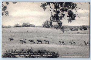 c1950 Horse Riding Death Valley Trail Burr Oak Camp Mukwonago Wisconsin Postcard