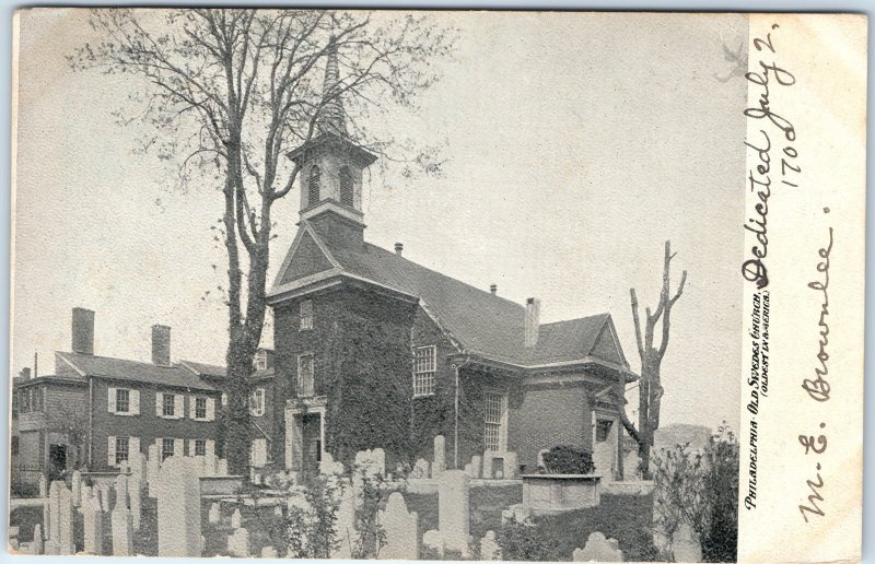 c1900s Philadelphia PA Old Swedes Church UDB PC Cemetery Germantown Station A322