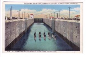 US Submarines Passing through Gatun Locks, Panama Canal,