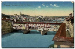 Old Postcard Firenze Lung Arno Coi Tre Ponu