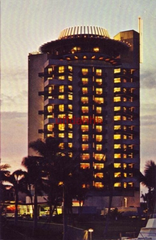 PIER 66 LUXURY HOTEL crowned by the PIER TOP LOUNGE. FT. LAUDERDALE, FL 1966