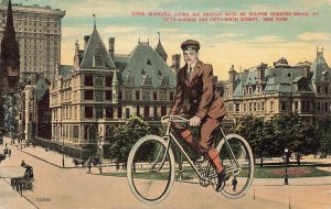 PORTUGAL KING MANUEL-ECLIPSE BICYCLE COASTER BRAKE-FIFTH AVE NEW YORK POSTCARD