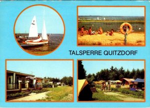 Germany  QUITZDORF DAM  Sailboats, Sunbathers, Tents, Camping  4X6 Postcard