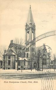 Vintage Postcard First Presbyterian Church Flint MI Genesee County