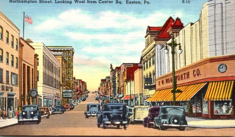 Pennsylvania Easton Northampton Street Looking West From Center Square