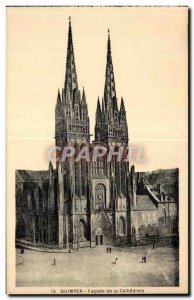 Old Postcard Quimper Facade Of Cathedraie