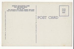 MI Detroit Zoological Park Royal Oak Bird House 1938 Linen Postcard