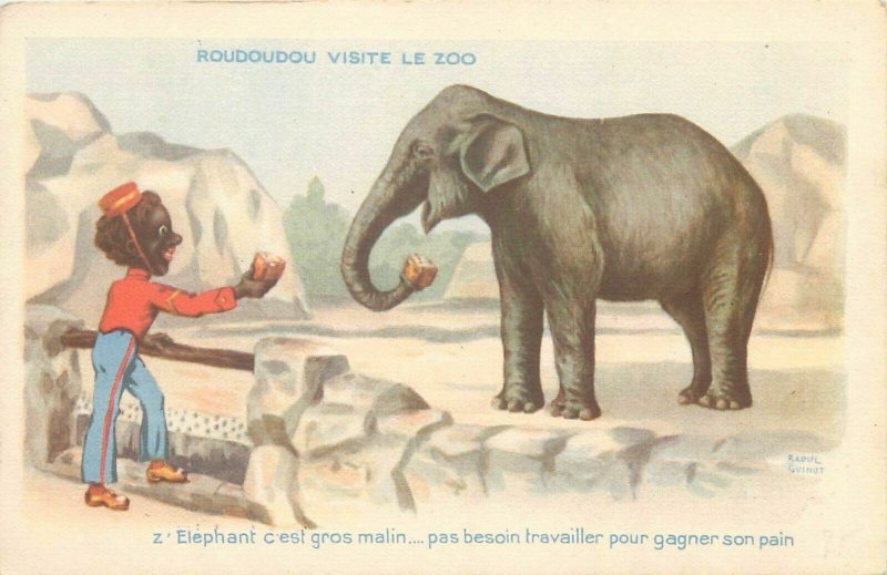 Advertising Samaritaine Roudoudou zoo elephant dices caricature Raoul Guinot 