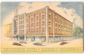 CALIFORNIA HOTEL Los Angeles GLENDALE, CA Advertising 1930s Vintage Postcard
