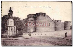 Old Postcard Angers Chateau And Statue Of King Rene