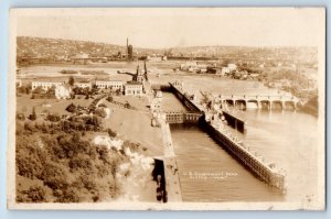 Seattle WA Postcard RPPC Photo US Government Locks Aerial View c1910's Antique