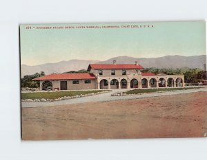 Postcard Southern Pacific Depot, Coast Line, S.P.R.R., Santa Barbara, California