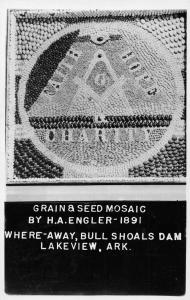 Bull Shoals Dam Lakeview Arkansas Grain Mosaic Masonic Real Photo PC J79887