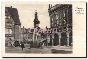 Old Postcard Bremen mit Roland Harktplatz