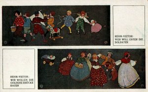 Rehm Vietor Wer Will Unter Die Soldaten Playing Kids Vintage Postcard 08.73