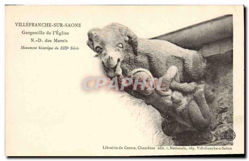 Old Postcard Gargoyle of & # 39eglise ND des Marais Villefranche