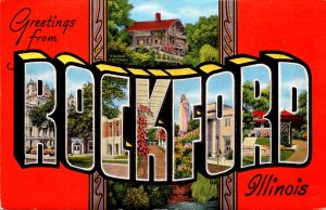 Illinois Greetings From Springfield Large Letter Linen