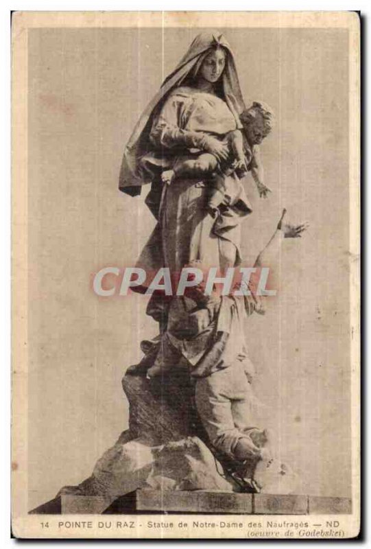 Old Postcard Raz Statue of Our Lady of Shipwrecks ND