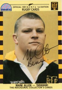Mark Allen Taranaki Team Rugby 1991 Hand Signed Card Photo