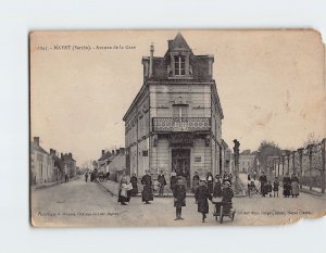 Postcard Avenue de la gare, Mayet, France