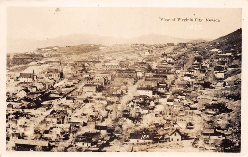 Virginia City Nevada Aerial View Real Photo Vintage Postcard AA106246