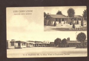 GALLUP NEW MEXICO ROUTE 66 LOG CABIN LODGE MOTEL ADVERTISING POSTCARD B&W NM