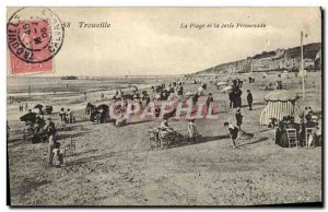 Old Postcard Trouville beach and pier walk