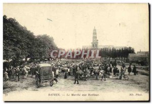 Old Postcard Bayeux Le Marche Cattle TOP