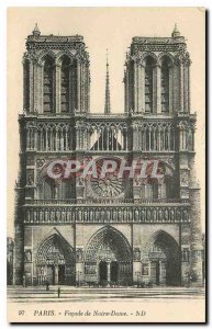 Old Postcard Paris Facade of Notre Dame