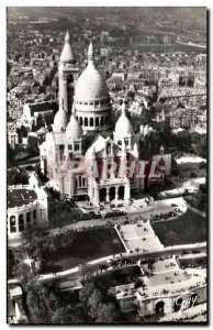 Old Postcard By Plane over Paris The Basilica of Sacre Coeur in Montmartre