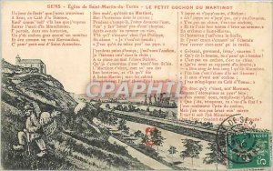 Old Postcard Sens Church of Saint Martin du Tertre The Little Pig Martinot