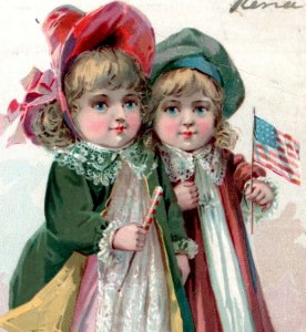 1889 Scott's Emulsion Scott & Bowne The Twins Girls American Flag P176