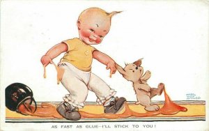 Mable Lucie Atwell Boy Dog Comic Humor Snookums series Postcard 21-10814