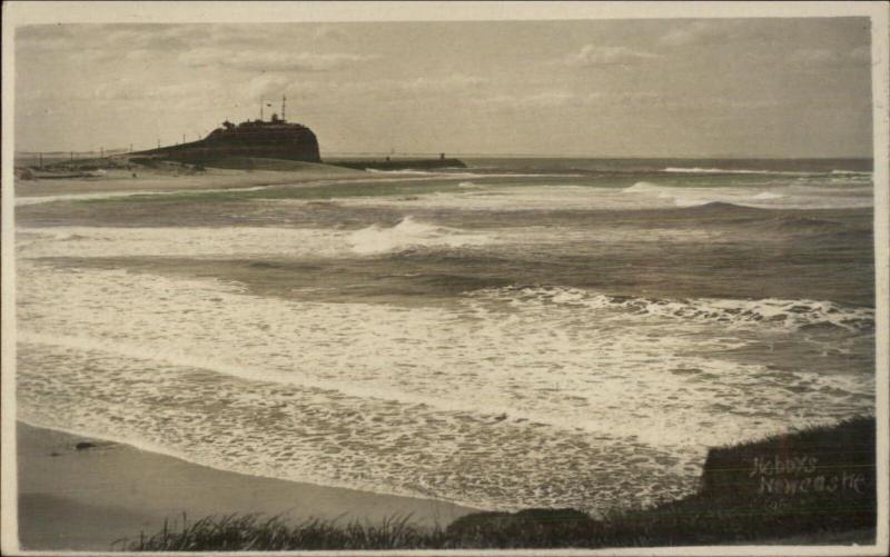 Nobby's Newcastle Australia Lighthouse c1915 Real Photo Postcard