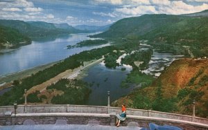 Vintage Postcard View From Crown Point At Vista House Columbia River