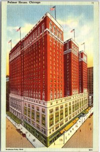 VINTAGE POSTCARD VIEW OF PALMER HOUSE IN CHICAGO ILLINOIS c. 1930s