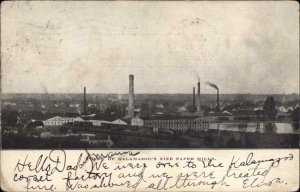 Kalamazoo Mich MI Skyline Three Paper Mills Factory Industry c1910 Postcard